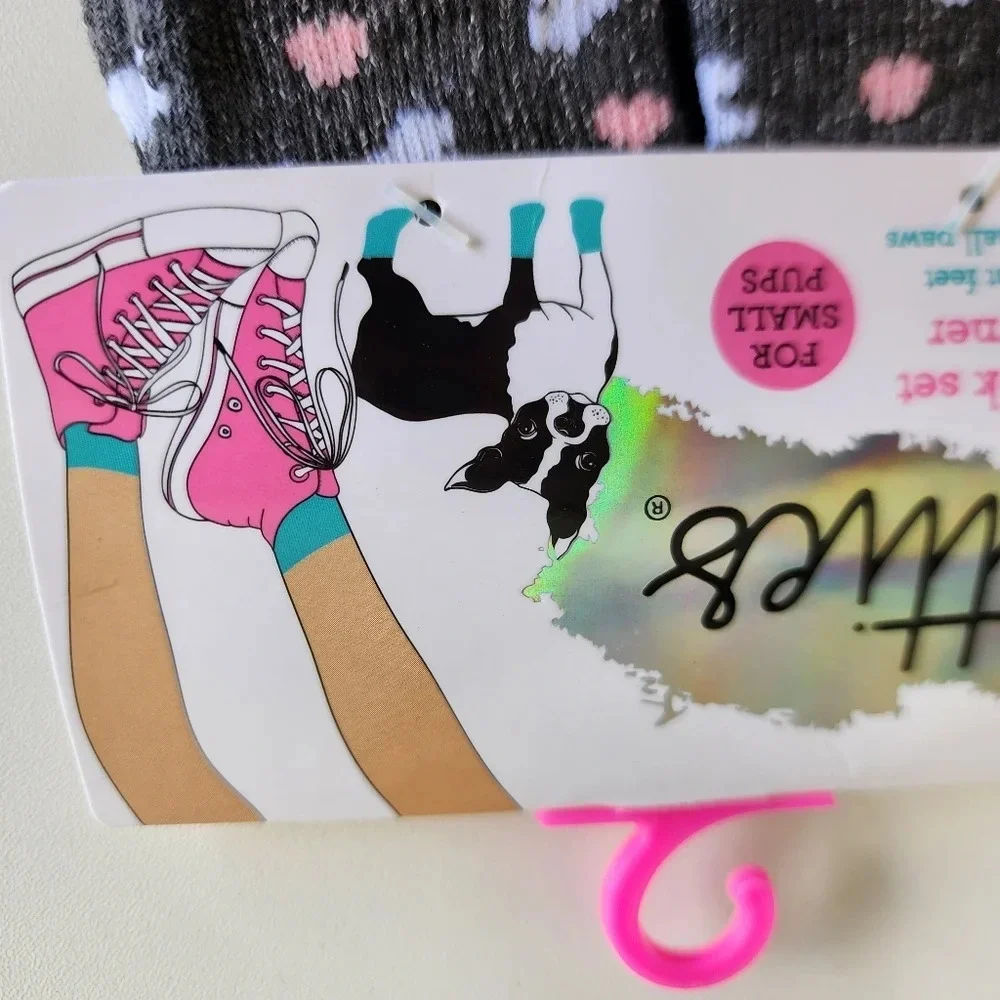 NWT Chatties Matching Sock Set for Pet & Owner Dogs Mom For Small Pups Gray Pink